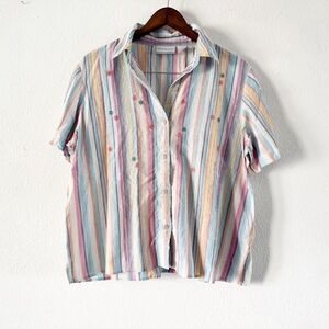 Alfred Dunner Vintage Cottagecore Pastel Embroider Floral Button Top 14P Petite